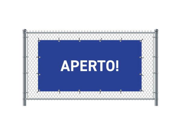 Showdown Displays Zaun-Banner 200 x 100 cm Geöffnet Italienisch Blau, FBG200-100-I709