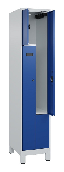 C+P Z-Spind Evolo PLUS, Füße, 2 Fächer, 1950x400x500mm, 7035/5010, Zylinderschloss, 049013-122 S10034