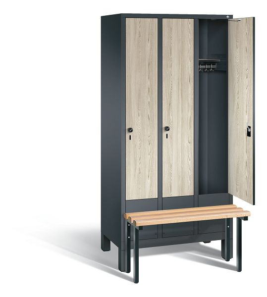 C+P Garderobenschrank Evolo, H1850xB900xT815mm, Farbe: Anthrazitgrau / Dekor Sen-Esche, 48030-30 S10197