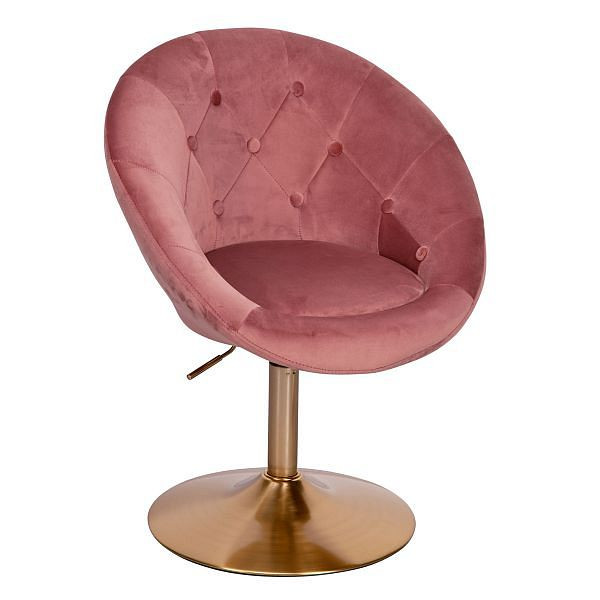 Wohnling Loungesessel Samt Rosa / Gold Design Drehstuhl mit Rückenlehne, WL6.300