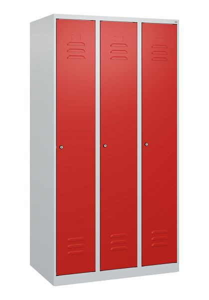 C+P Umkleidespind Classic PLUS mit Mitteltrennwand, 3 Abteile, 1700x900x500mm, 7035/3020, Zylinderschlösser, 0800007-30F S10015
