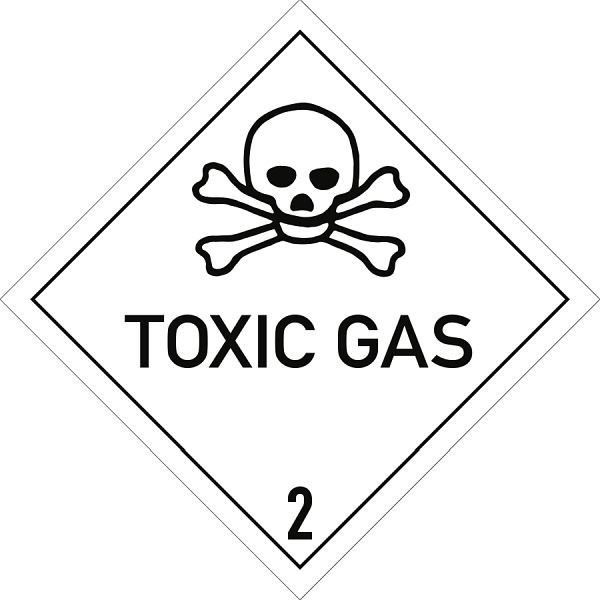 Moedel Gefahrzettel Klasse 2.3 Text TOXIC GAS, Papier, 100x100 mm, VE: 1000 Stück/Rolle, 65991