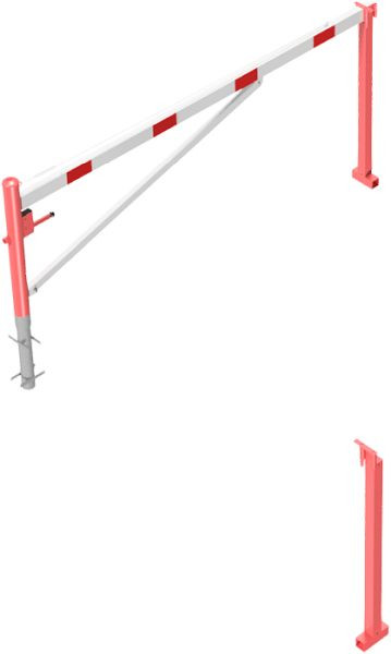 Schake Drehschranke mit Auflagepfosten und Seilzugverstärkung, zum Einbetonieren, Schrankenbaumlänge: 3000 mm, mit Profilzylinderschloss, 4213_30ZB