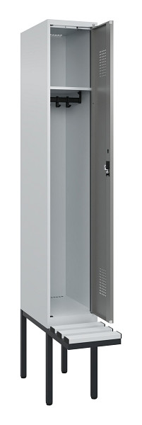 C+P Spind Evolo PLUS, 1 Abteile, 2120x300x815mm, 7035/0004, Haken 3, Zylinderschloss, Sitzfläche Kunststoff, 0490407-10 S10095