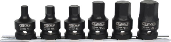KS Tools 1/2" Kraft-Bit-Stecknuss-Satz, kurz, 6-teilig, 515.1102