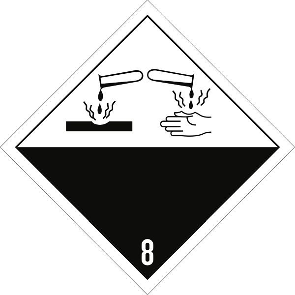 Moedel Gefahrzettel Klasse 8, Folie, 100x100 mm, VE: 1000 Stück/Rolle, 66092