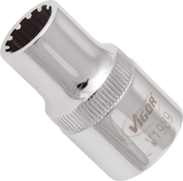 VIGOR Multiprofil Steckschlüsseleinsatz, Vierkant hohl 12,5 mm (1/2 Zoll), Multiprofil, 11 mm, V1989