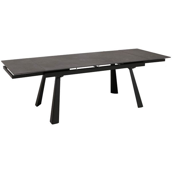 Mendler Esszimmertisch HWC-O59, Esstisch Ausziehtisch, Sinterstein Metall ausziehbar 160-242x91cm, Marmor-Optik grau, 122224+122225