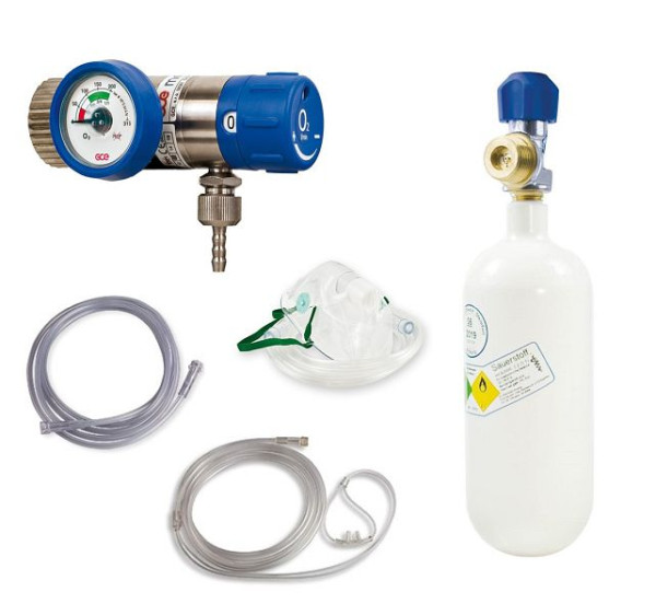 MBS Medizintechnik Sauerstoff-Komplett-Set - Druckminderer und Flasche 0,8 Liter, o2-option08