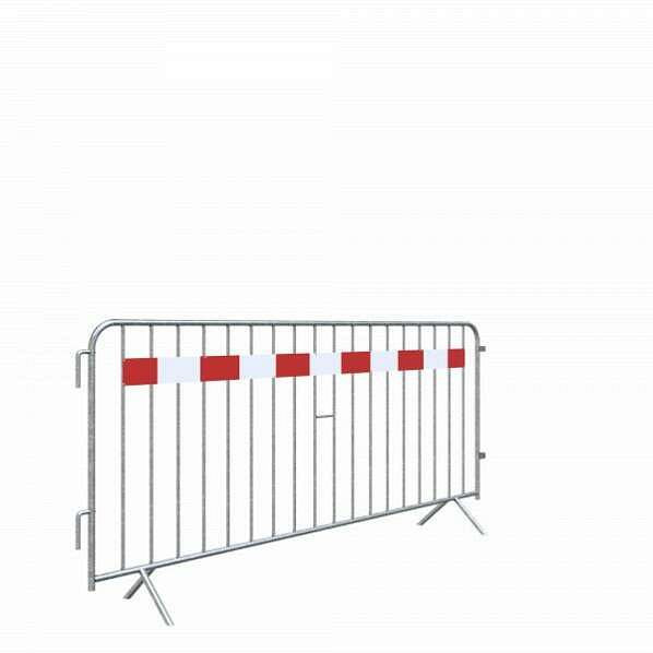 Schake Absperrgitter Typ E, aus Stahlrohr 25 mm, mit einer Tastleiste 100 mm, Folie rot / weiß, Typ RA2/B, 419_010E2