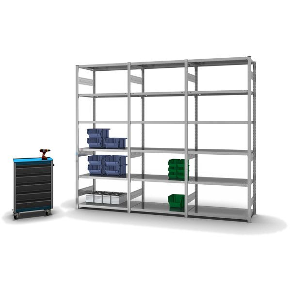 hofe Fachboden-Grundregal, 2500x500x1000 mm, 6 Fachebenen, verzinkt, 330 kg Fachlast, 2100 kg Feldlast, zweiseitige Bedienung, HZG25510AS