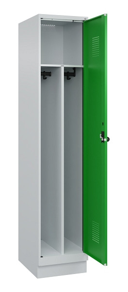 C+P Spind Evolo PLUS, mit Sockel, 1 Abteil, 1950x400x500mm, 7035/6037, Verschluss Drehriegel, 049020-12F S10011