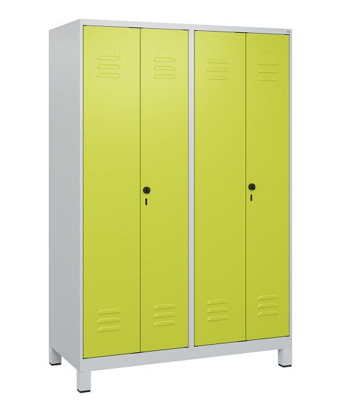 C+P Umkleidespind Classic PLUS, Doppel-Spind, Füße, 4 Abteile, 1800x1200x500mm, 7035/0024, Drehriegel, 0800127-40P S10010
