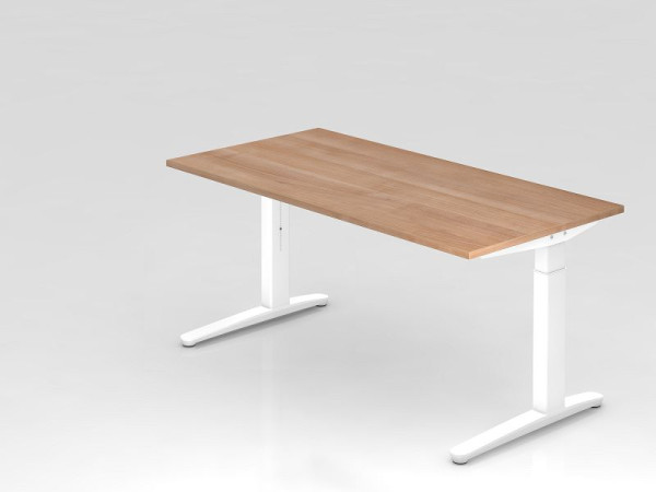 Hammerbacher Schreibtisch C-Fuß 160x80cm Nussbaum/Weiß, Rechteckform, VXB16/N/WW