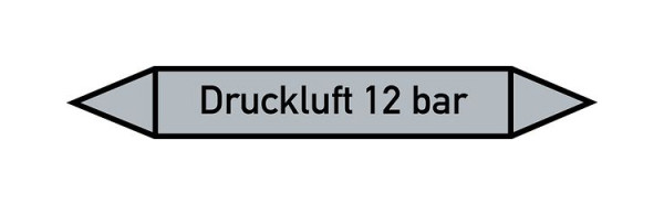 Schilder Klar Rohrleitungskennzeichen Druckluft 12 bar, 187x26 mm Folie selbstklebend, 101513/61
