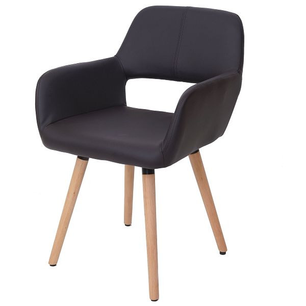 Mendler Esszimmerstuhl HWC-A50 II, Stuhl Küchenstuhl, Retro 50er Jahre Design, Kunstleder, braun, helle Beine, 48428