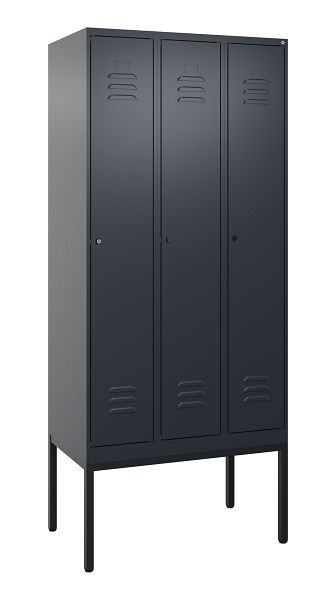 C+P Umkleidespind Classic PLUS mit Mitteltrennwand, Gestell, 3 Abteile, 2120x900x500mm, 7016/7016, Zylinderschlösser, 0800307-30F S10027