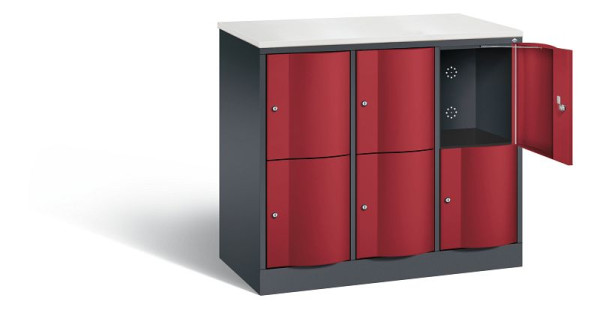 C+P Schließfachschrank Resisto, H1077xB1148xT540mm, Farbe: Schwarzgrau / Rubinrot, 8472-372 S10133