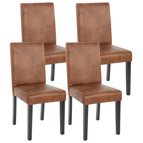 Mendler 4er-Set Esszimmerstuhl Stuhl Küchenstuhl Littau, Textil, Wildlederimitat, dunkle Beine, 33709