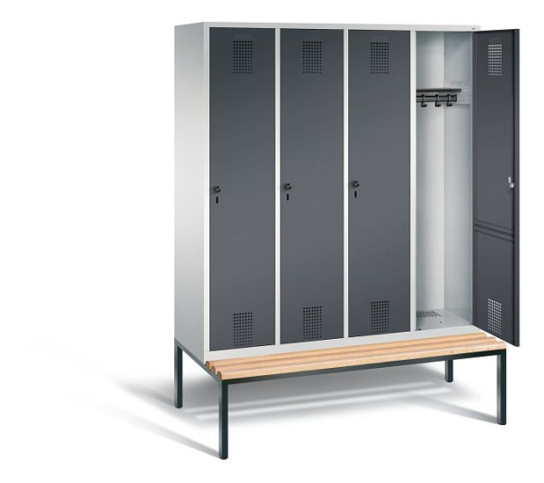 C+P Garderobenschrank Evolo, H2090xB1590xT815mm, Farbe: Lichtgrau / Schwarzgrau, 48050-42 S10125