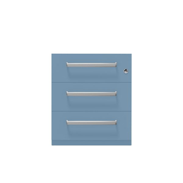 Bisley Rollcontainer Note™, 3 Schubladen, Tiefe 565 mm, Designgriff, 605 blau, NWH59M7SSS605