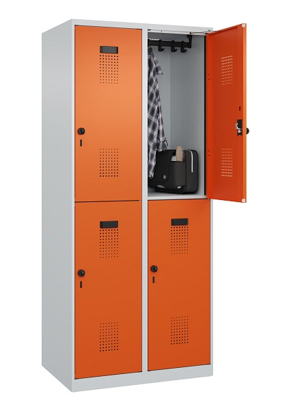C+P Doppelstöckiger Spind Evolo PLUS, 4 Fächer, 1850x800x500mm, 7035/2004, Drehriegel, 049300-22 S10002