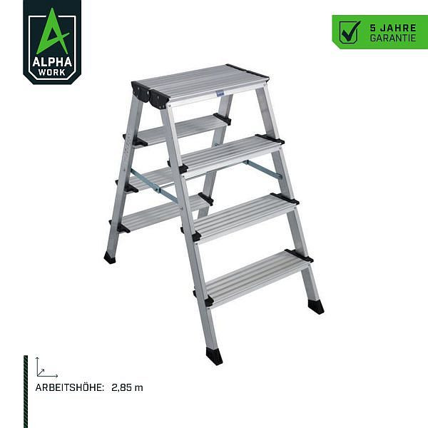 Alpha Work Klapptritt, 2 x 4 Stufen, 2,85 m Arbeitshöhe, 80320