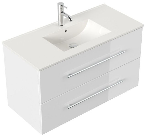 Posseik Badmöbel Homeline 100 weiß hochglanz, 100 x 54 x 46 cm, HOMELINE100000101DE