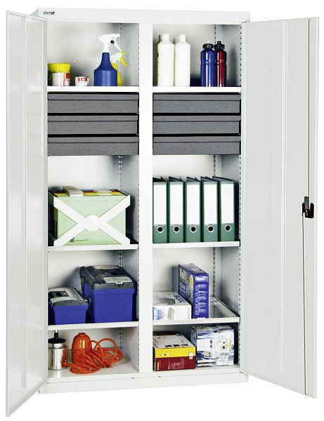 stumpf Werkzeug- und Materialschrank Serie 3000, 7035/7035, 6 Schublade 100 mm, Mitteltrennwand, 6 Wannenböden, 3004207