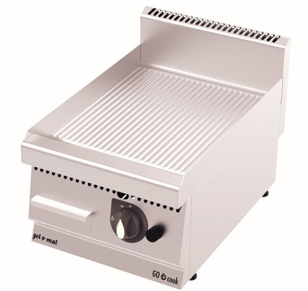 gel-o-mat Gas Griddle-Platte Edelstahl Gerillt, GO Cook 600, 9,2 kW Gas, GG6060G