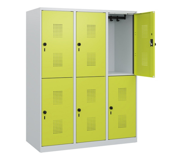 C+P Doppelstöckiger Spind Evolo PLUS, 6 Fächer, 1530x1200x500mm, 7035/0024, Drehriegel, 0493005-32 S10015