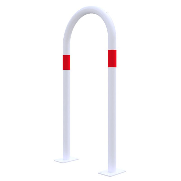 STEIN HGS Absperrbügel zum Aufdübeln aus Stahlrohr Ø 48 mm, Breite 460 mm, weiß, weiß rot, 80469.0009