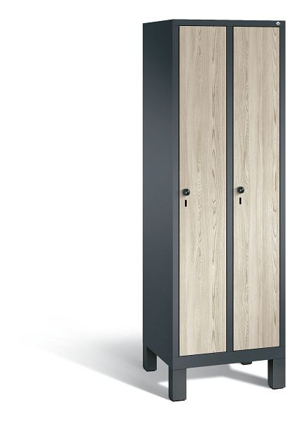 C+P Spind Evolo, 2 Abteile, H1850xB610xT500 mm, Anthrazit/MDF Esche, 48010-20B S10048