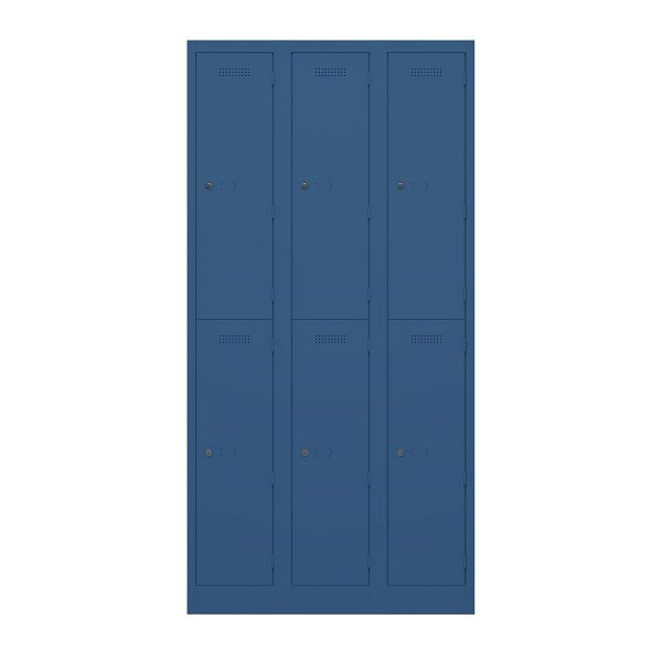 Bisley Garderobenschrank Primary Locker, 3 Abteile mit je 2 Fächern übereinander, 639 oxfordblau, PL3050T2639