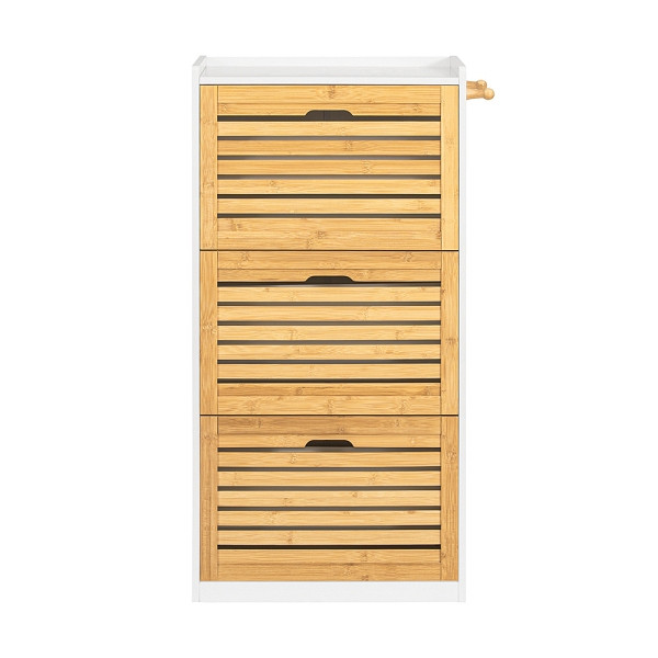 SoBuy Schuhschrank mit 3 Türen Holzfarbe 55x30x112 cm, Modern, FSR108-WN