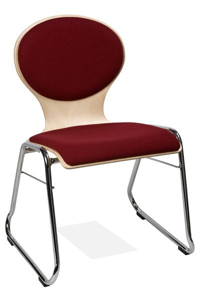 Kaiser-Sitzmöbel Stapelstuhl KS32FG-N2SRP2, Form: N2, Kufengestell, Sitz- und Rückenpolsterung, mit Filzgleiter für Holz-Böden, VE: 6 Stück, KS32FG-N2SRP2
