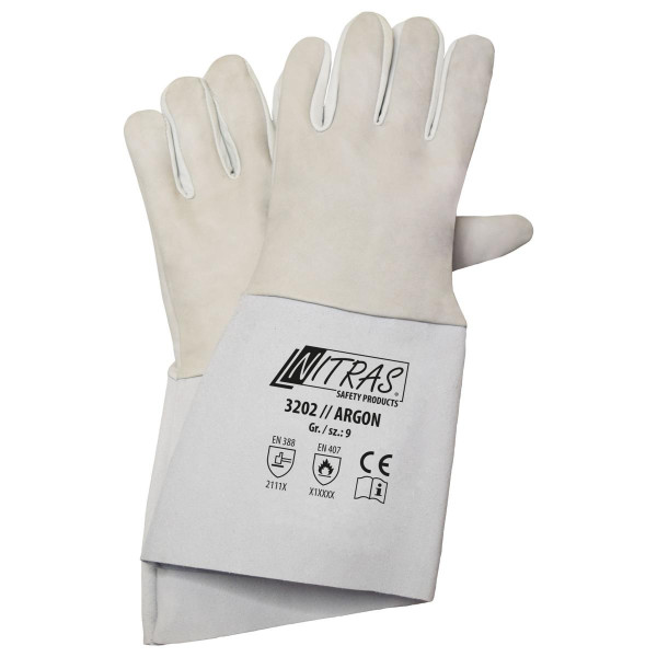 NITRAS Handschuh ARGON-Schweißer, 35cm, Größe: 9, VE: 150 Paar, 3202-9