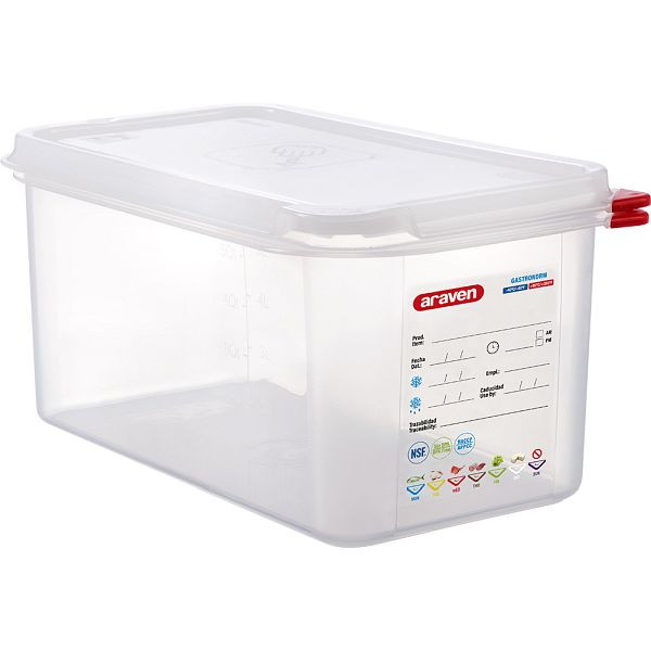 Araven Gastronormbehälter mit Deckel, Polypropylen, GN 1/3 (150 mm), GN1613150