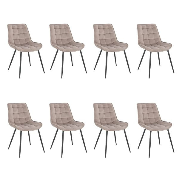 HOME DELUXE Polsterstuhl Esszimmer 8er Set IKALO – Samt Hellbraun, 50870