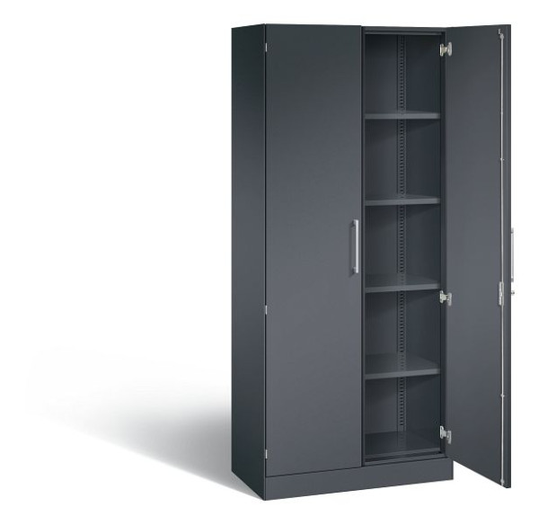 C+P Flügeltürenschrank Asisto, H1980xB800xT435mm, Farbe: Schwarzgrau, Bügelgriff, 5 OH, 141003-000 S10030