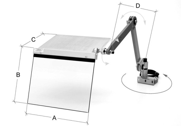 MACK Schutzschild für Drehmaschinen 400 mm, bis 800 mm, ZE-FS12-400/800