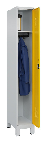 C+P Spind Evolo PLUS, mit Füßen, 1 Abteil, 1950x300x500mm, 7035/1023, Verschluss Zylinderschloss, Ablageböden 1, 049010-10 S10029