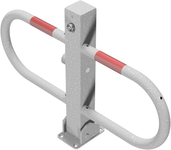 Schake Parkplatzsperre umlegbar mit Dreikantverschluss, feuerverzinkt, mit rot reflektierenden Leuchtstreifen, 4709FU