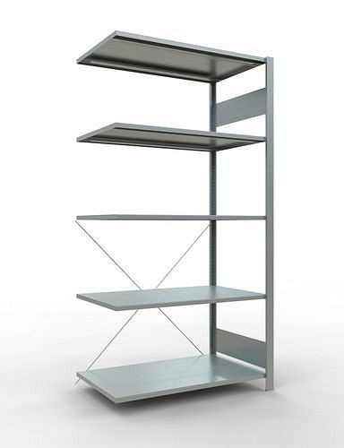 Schulte Fachbodenregal, Anbaufeld, 5 Lagerebenen, Kreuzstrebe, Fachlast 150 kg, 1006 x 636 x 2000 mm, 278700