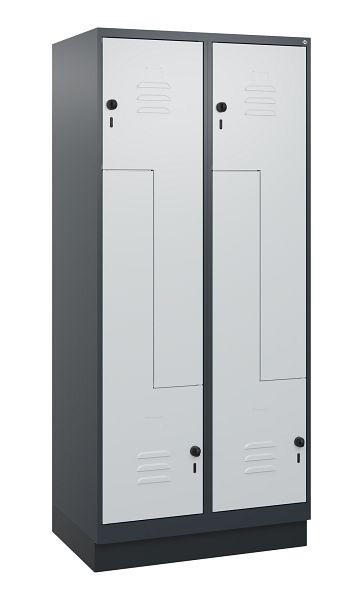 C+P Z-Spind Classic PLUS, Sockel, 4 Abteile, 1800x800x500mm, 7016/7035, Drehriegel, 0800237-224 S10013