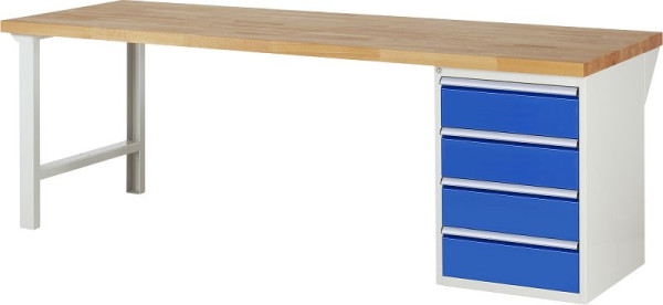 RAU Werkbank Serie 7000 - Baukasten-Bauweise, Unterbau-Container (4x Schublade), 2500x840x900 mm, 03-7509A1-259B4S.11