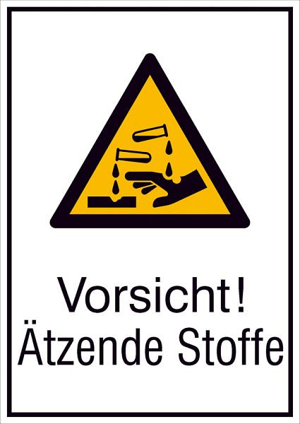 SafetyMarking Warn-Kombischild, Vorsicht! Ätzende Stoffe, BxH 13,1x18,5 cm, Folie, selbstklebend, 21.A8125