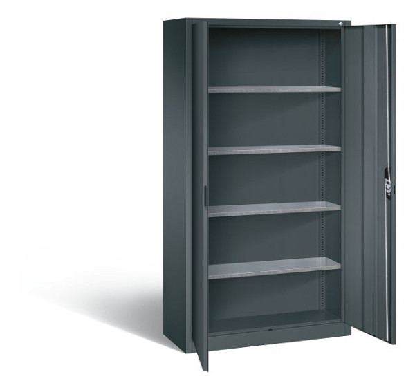 C+P Magazinschrank Serie 13, H1980xB1000xT420mm, Farbe: Anthrazitgrau, Muldengriff, 133144-20 S10246