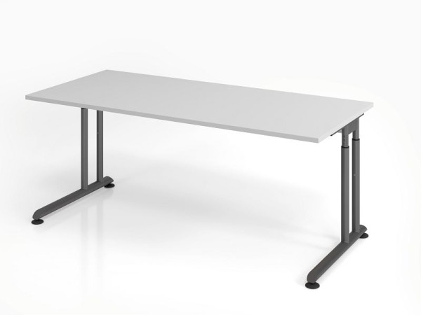 Hammerbacher Schreibtisch ZS19, 180 x 80 cm, Platte: Grau, 25 mm dick, ABS-Dickkante, Rechteckform, Graphit, VZS19/5/G