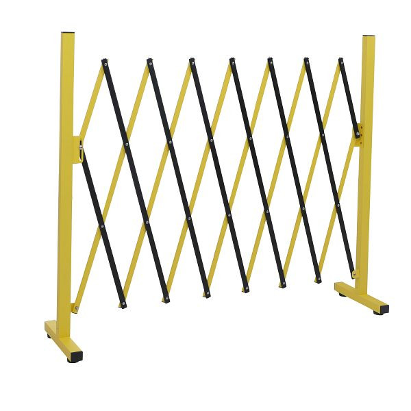 Mendler Alu Absperrgitter HWC-B34, Scherengitter Zaun Schutzgitter ausziehbar, 103x28-200cm, gelb-schwarz, 165385